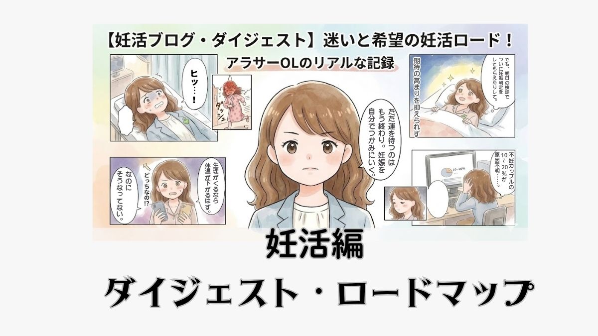 2020年の妊活開始から2022年の出産まで、約900日間の妊活ブログ・ダイジェスト画像。