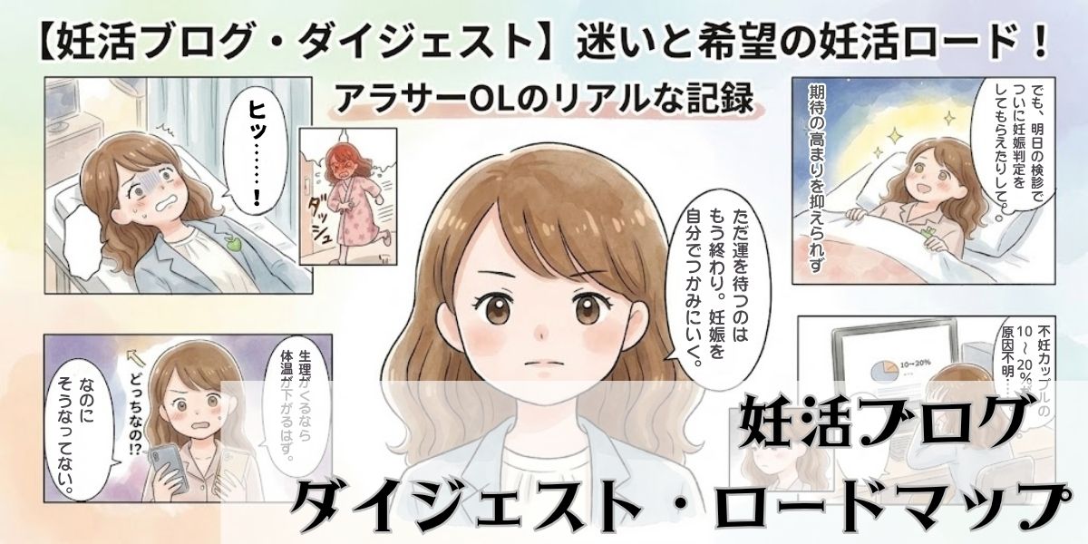 2020年の妊活開始から2022年の出産まで、約900日間の妊活ブログ・ダイジェスト画像。